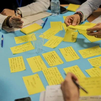 Planning ideas with sticky notes